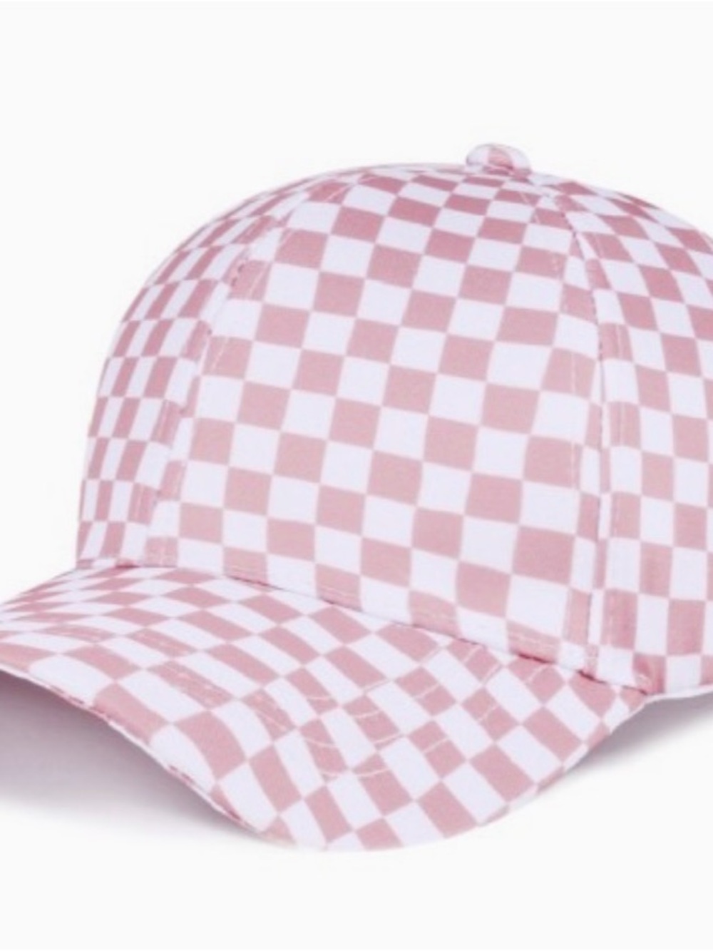 Pink Checkered Baseball Cap - Women's Casual Hat